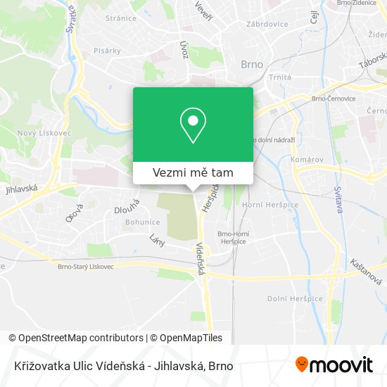 Křižovatka Ulic Vídeňská - Jihlavská mapa
