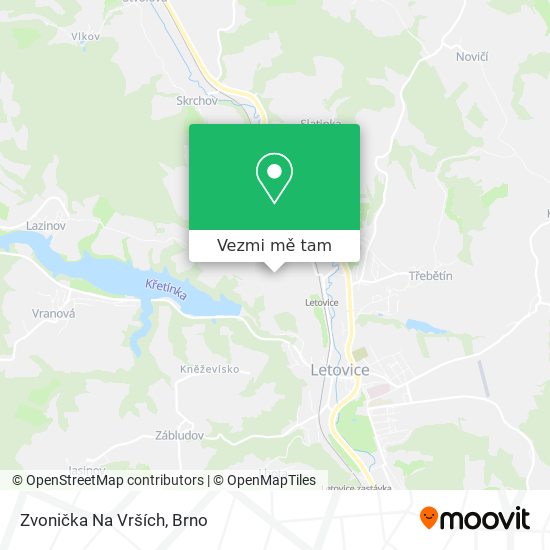 Zvonička Na Vrších mapa