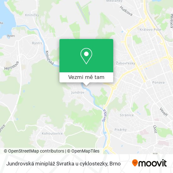 Jundrovská minipláž Svratka u cyklostezky mapa