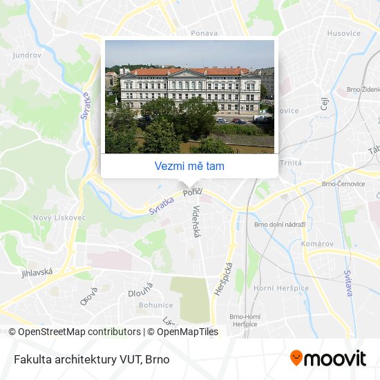 Fakulta architektury VUT mapa