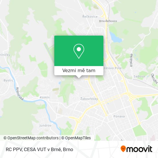 RC PPV, CESA VUT v Brně mapa