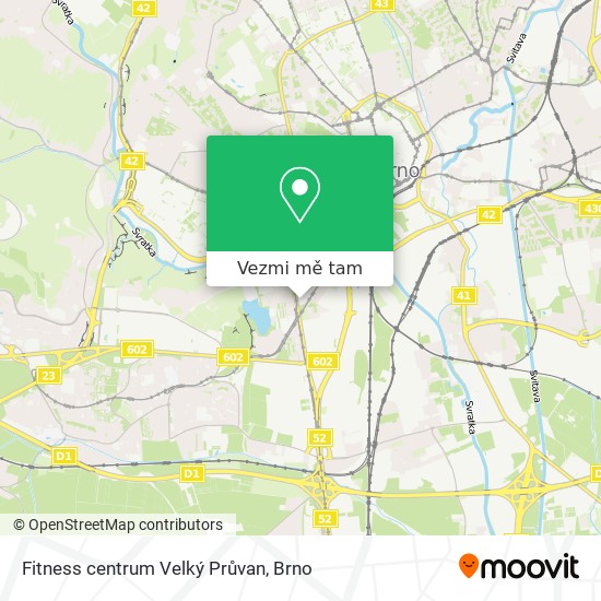 Fitness centrum Velký Průvan mapa