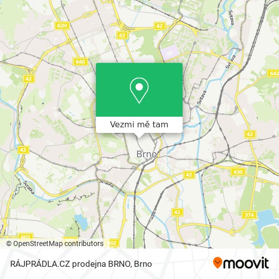 RÁJPRÁDLA.CZ prodejna BRNO mapa