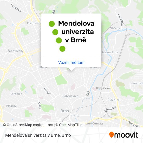 Mendelova univerzita v Brně mapa