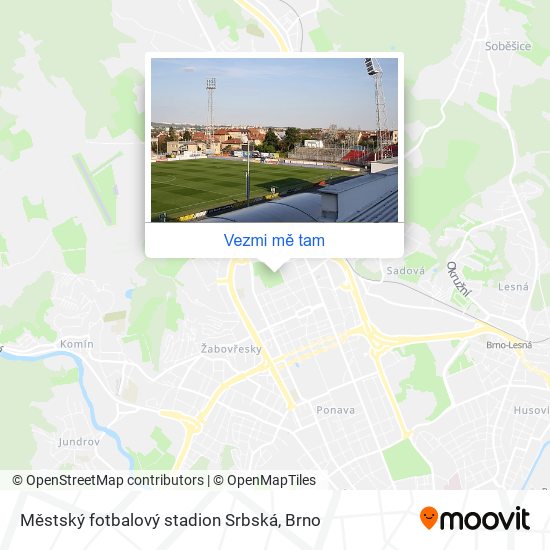 Městský fotbalový stadion Srbská mapa
