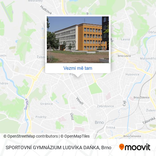 SPORTOVNÍ GYMNÁZIUM LUDVÍKA DAŇKA mapa