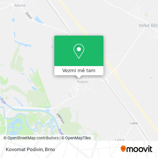 Kovomat Podivin mapa