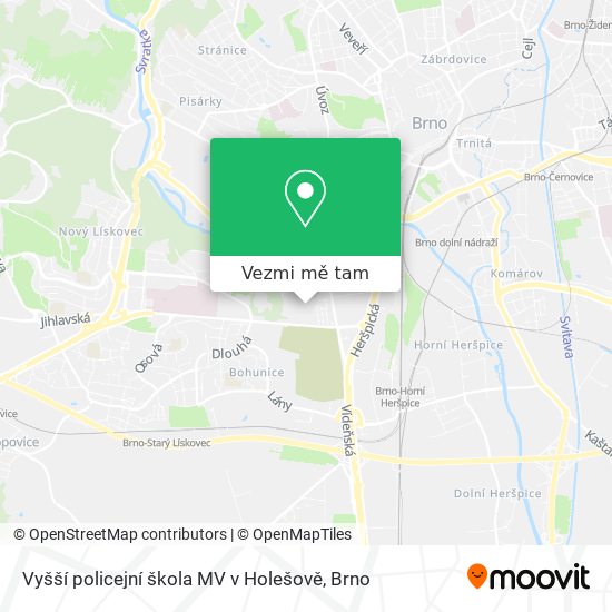 Vyšší policejní škola MV v Holešově mapa