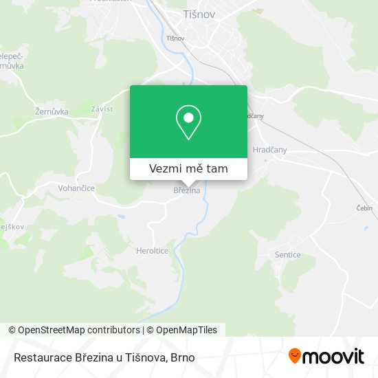 Restaurace Březina u Tišnova mapa