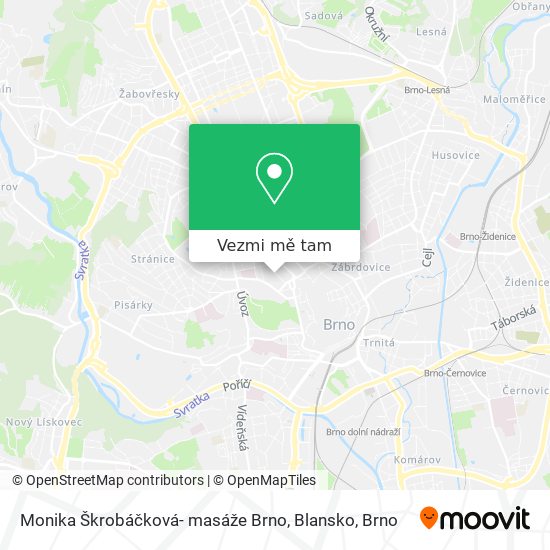 Monika Škrobáčková- masáže Brno, Blansko mapa