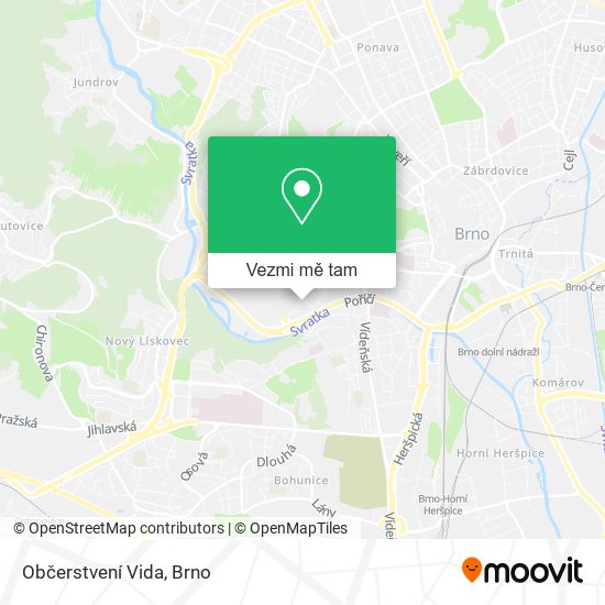 Občerstvení Vida mapa