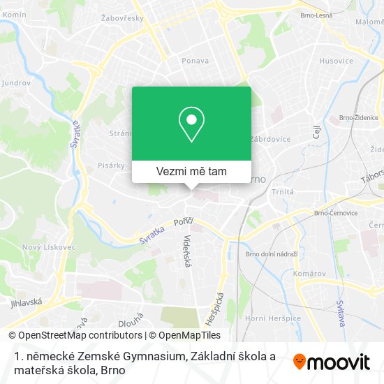 1. německé Zemské Gymnasium, Základní škola a mateřská škola mapa