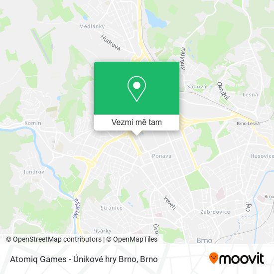 Atomiq Games - Únikové hry Brno mapa