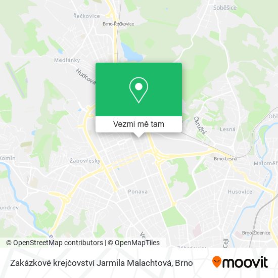 Zakázkové krejčovství Jarmila Malachtová mapa