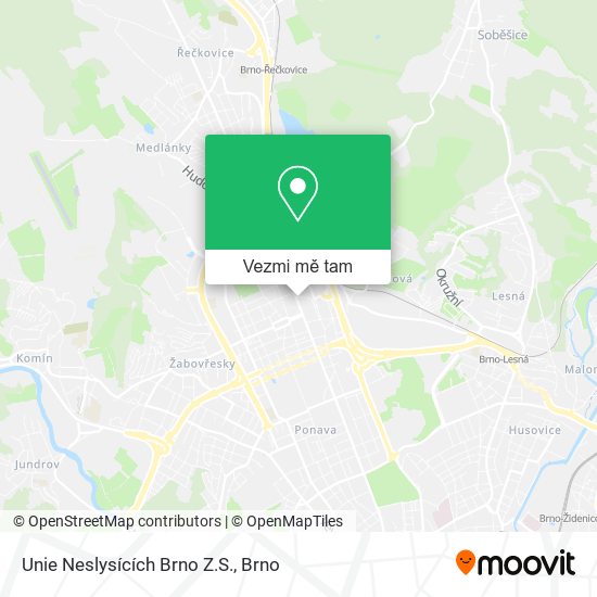 Unie Neslysících Brno Z.S. mapa