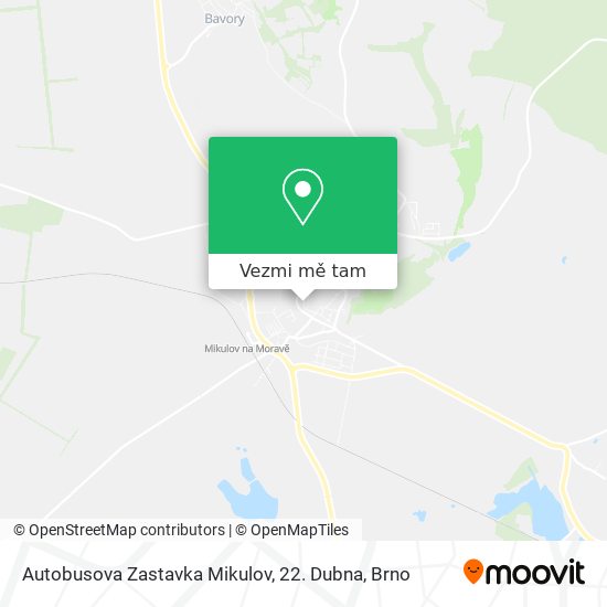 Autobusova Zastavka Mikulov, 22. Dubna mapa