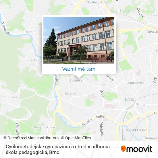 Cyrilometodějské gymnázium a střední odborná škola pedagogická mapa