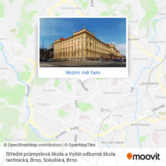 Střední průmyslová škola a Vyšší odborná škola technická, Brno, Sokolská mapa