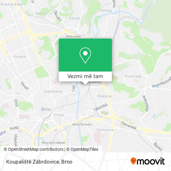 Koupaliště Zábrdovice mapa