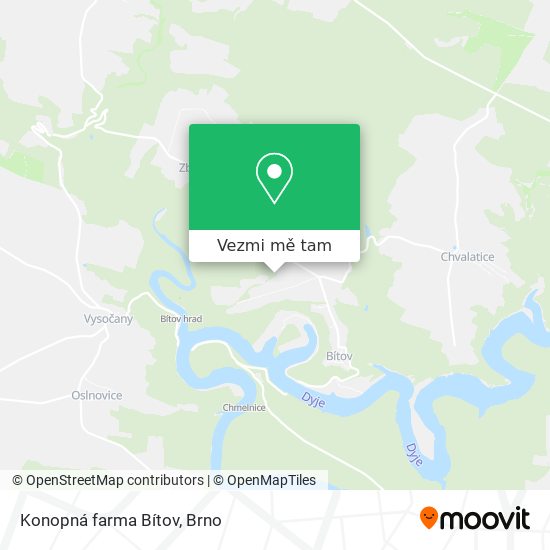 Konopná farma Bítov mapa