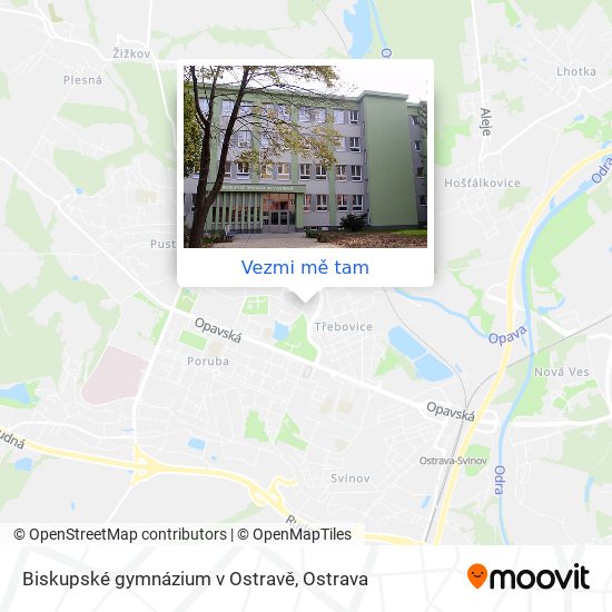 Biskupské gymnázium v Ostravě mapa