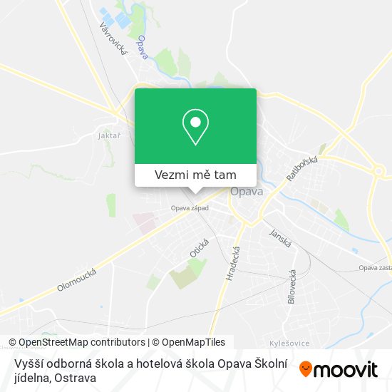 Vyšší odborná škola a hotelová škola Opava Školní jídelna mapa