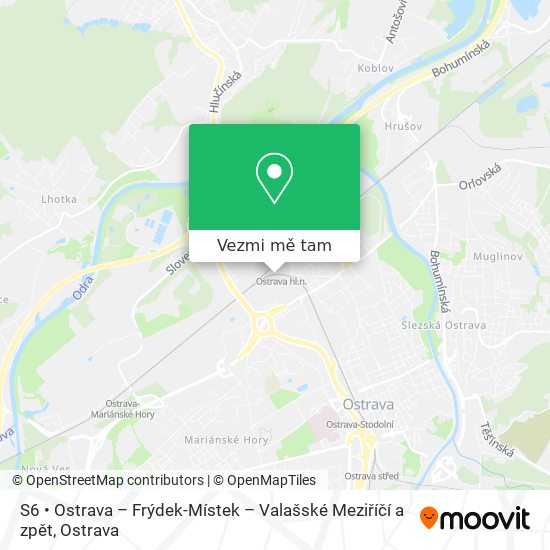 S6 • Ostrava – Frýdek-Místek – Valašské Meziříčí a zpět mapa