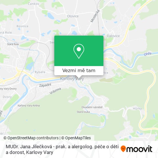 MUDr. Jana Jilečková - prak. a alergolog. péče o děti a dorost mapa