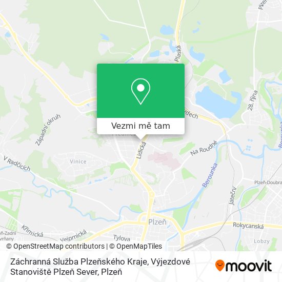Záchranná Služba Plzeňského Kraje, Výjezdové Stanoviště Plzeň Sever mapa