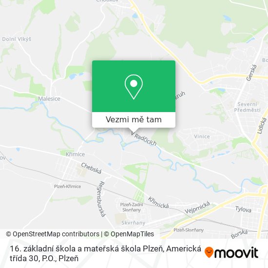 16. základní škola a mateřská škola Plzeň, Americká třída 30, P.O. mapa