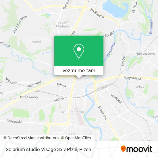 Solárium studio Visage 3x v Plzni mapa