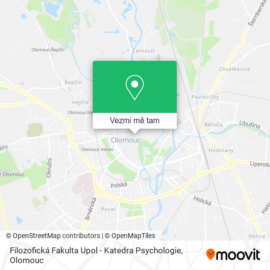 Filozofická Fakulta Upol - Katedra Psychologie mapa