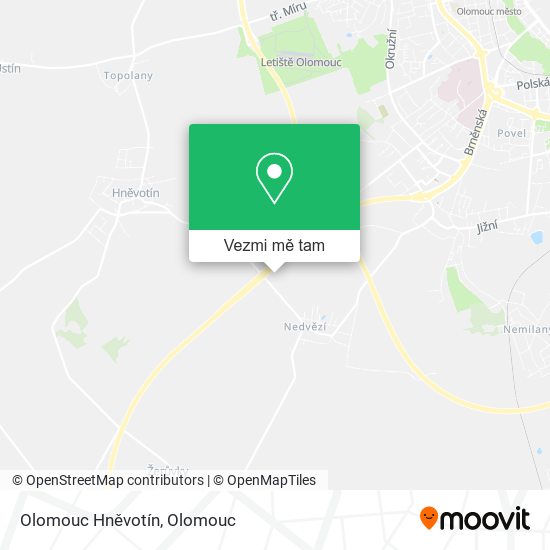 Olomouc Hněvotín mapa