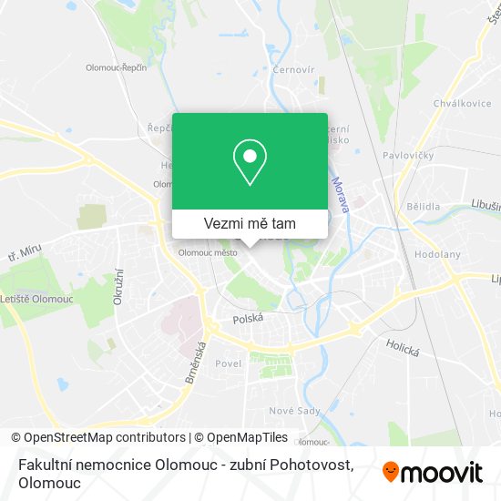 Fakultní nemocnice Olomouc - zubní Pohotovost mapa