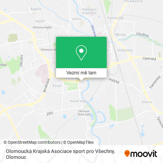 Olomoucká Krajská Asociace sport pro Všechny mapa