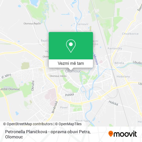 Petronella Planičková - opravna obuvi Petra mapa