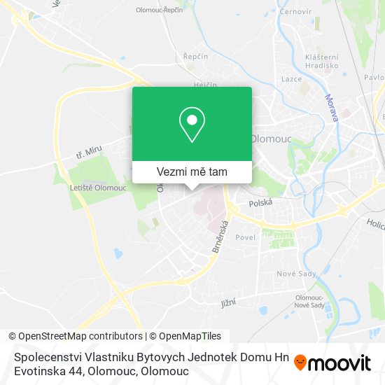 Spolecenstvi Vlastniku Bytovych Jednotek Domu Hn Evotinska 44, Olomouc mapa