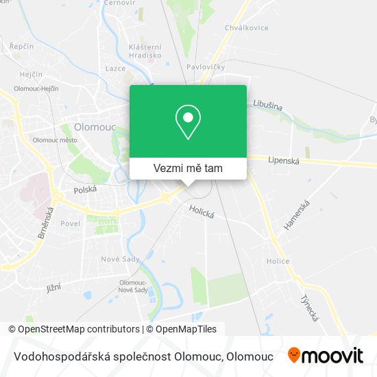 Vodohospodářská společnost Olomouc mapa