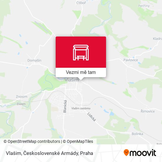 Vlašim, Československé Armády mapa
