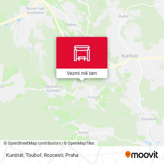 Kunštát, Touboř, Rozcestí mapa
