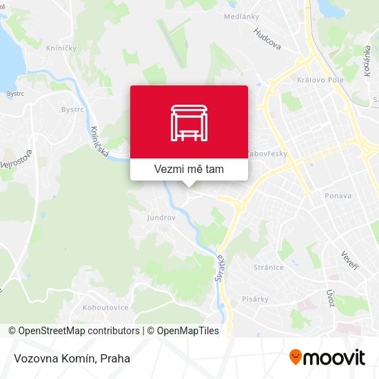 Vozovna Komín mapa