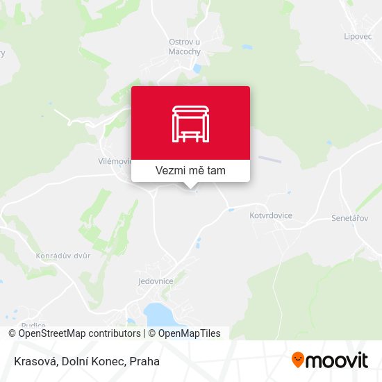 Krasová, Dolní Konec mapa