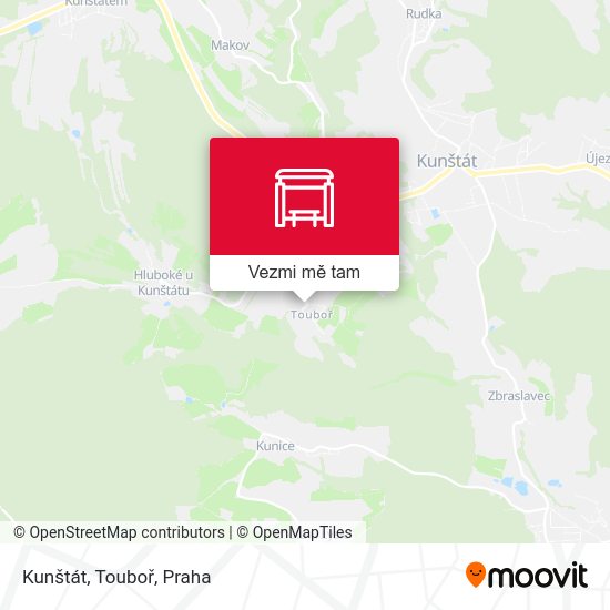 Kunštát, Touboř mapa