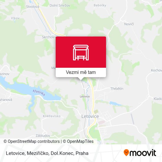 Letovice, Meziříčko, Dol.Konec mapa