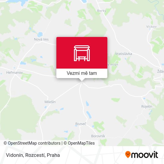 Vidonín, Rozcestí mapa