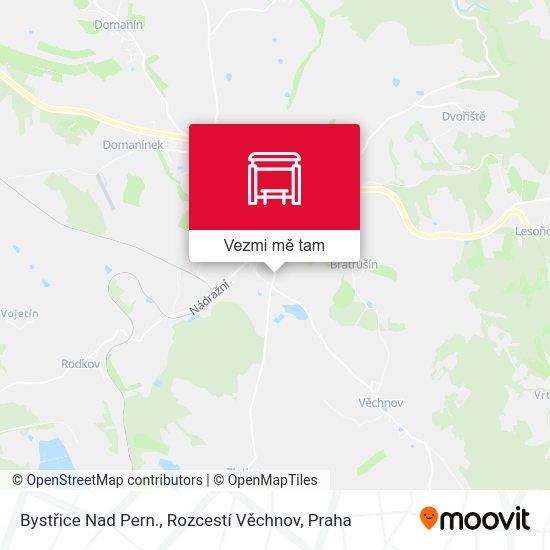Bystřice Nad Pern., Rozcestí Věchnov mapa