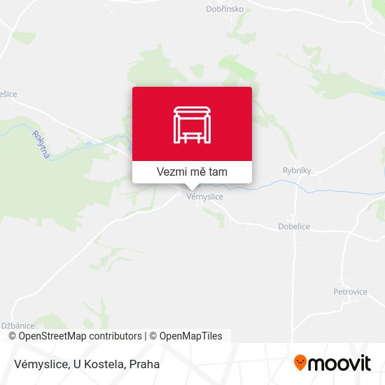 Vémyslice, U Kostela mapa