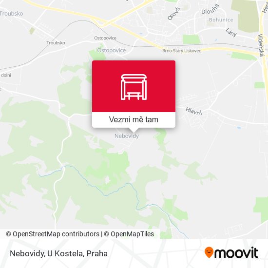 Nebovidy, U Kostela mapa