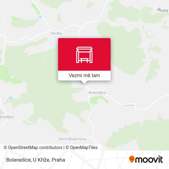 Boleradice, U Kříže mapa
