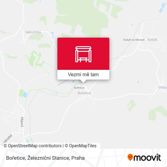 Bořetice, Železniční Stanice mapa